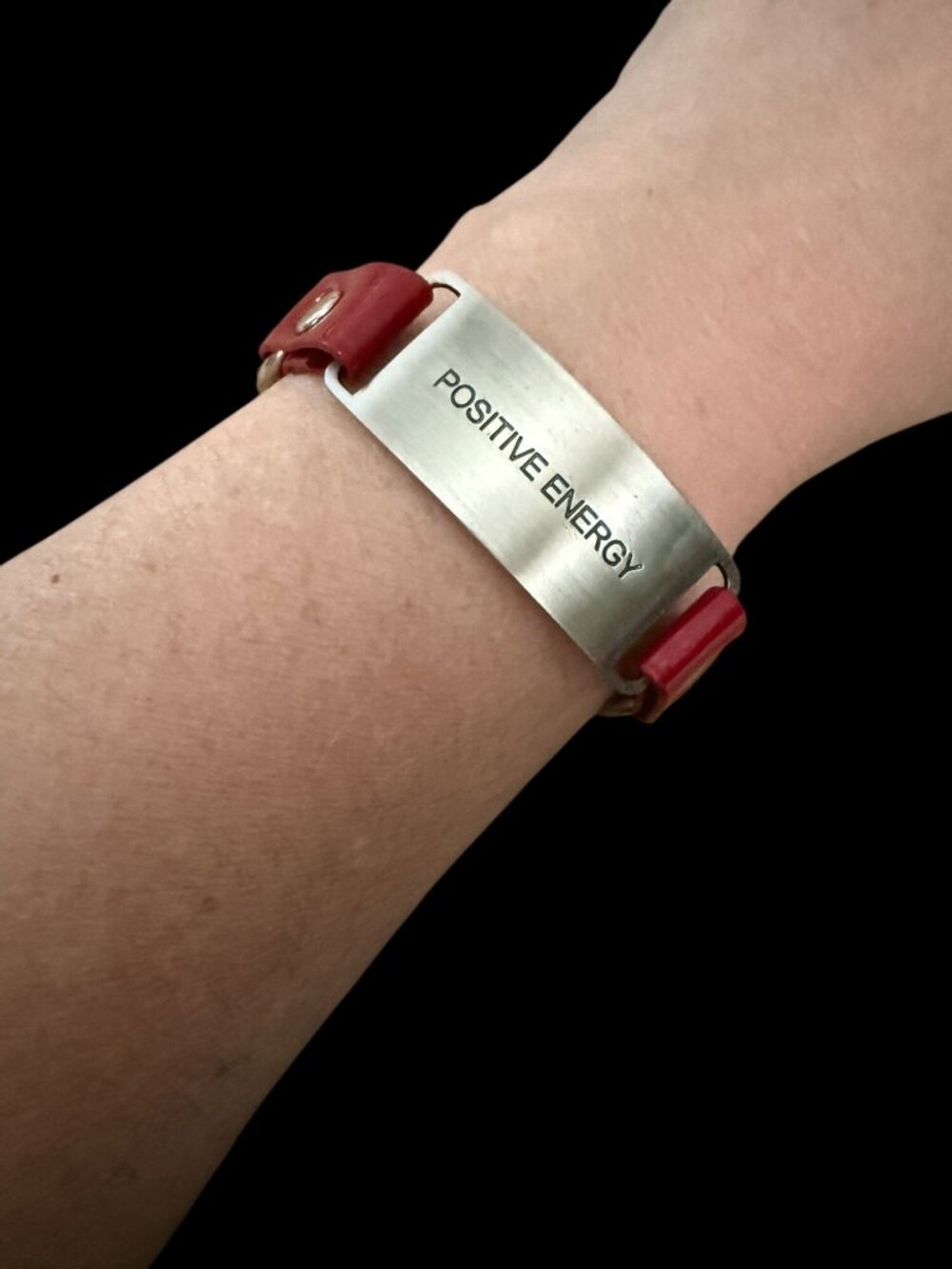 Cynthia H Designs Positive Energy Bracelet Red Patent Leather & Metal Plate